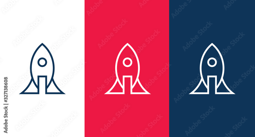 Fototapeta Rocket outline icon illustration isolated vector sign symbol