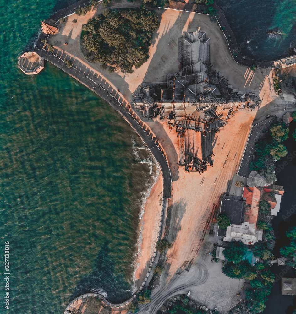 Aerial view of the Sanctuary of Truth in Pattaya, Thailand