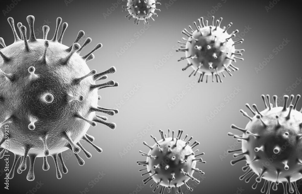 Microscope virus close up. China pathogen respiratory Corona Virus 2020. 3d render. Microscope virus close up. China pathogen respiratory Corona Virus 2020. 3d render.