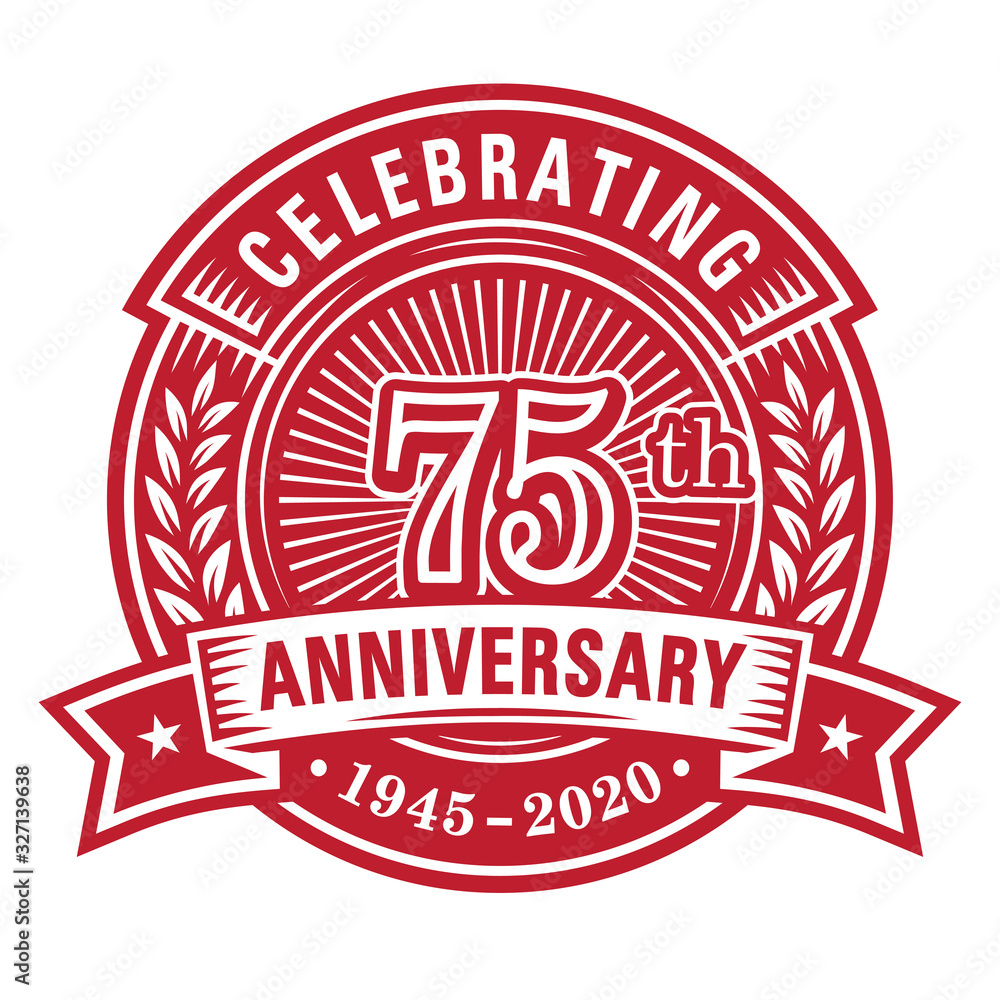 75 years of celebrations design template. 75th anniversary logo. Vector and illustrations. 75 years of celebrations design template. 75th anniversary logo. Vector and illustrations.