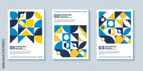Modern abstract bright color covers set, minimal covers design. Colorful geometric background