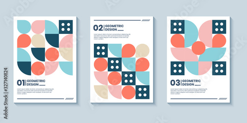 Modern abstract bright color covers set, minimal covers design. Colorful geometric background