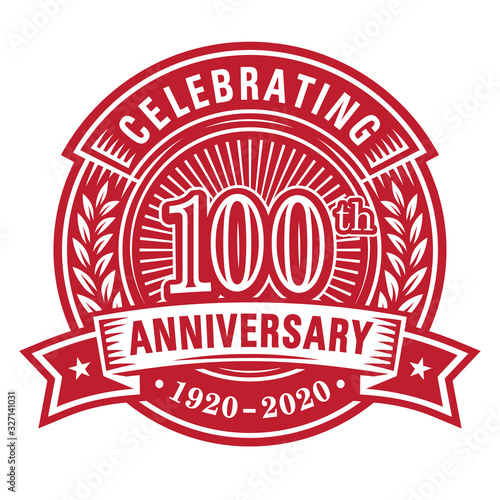 100 years of celebrations design template. 100th anniversary logo. Vector and illustrations.