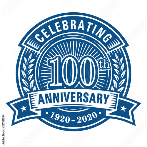 100 years of celebrations design template. 100th anniversary logo. Vector and illustrations.