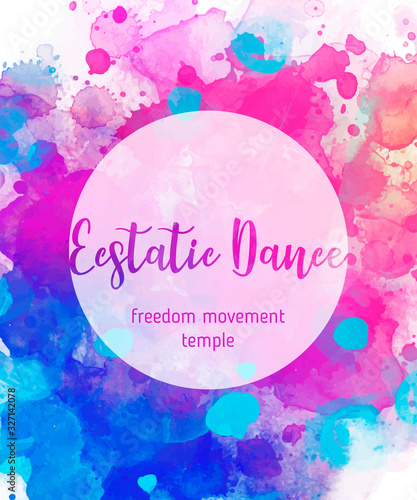 Yoga card design. Colorful template for spiritual retreat or yoga studio. Ornamental business cards, oriental pattern over watercolor painted background. Vector illustration.