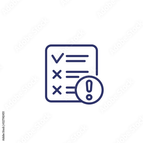 failed test line icon on white