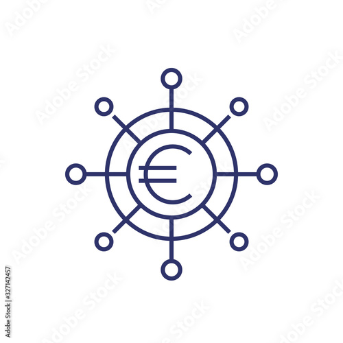 Financial diversification line icon with euro