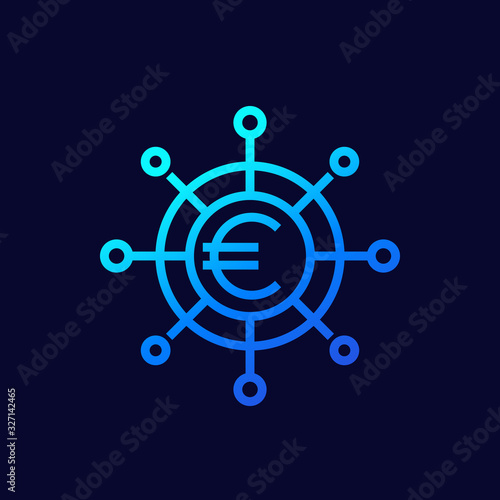 Financial diversification line vector icon with euro