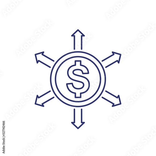 Financial diversification, diversified capital line icon