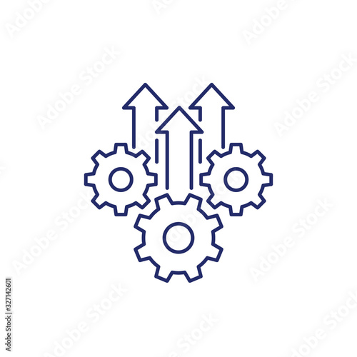 Operational excellence, production growth line icon