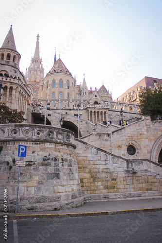 Budapest, Hungary - October 06, 2014: view to the stairs in front of Fisherman's Bastion