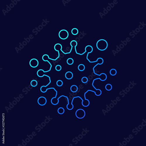 Virus, bacteria, immune system and virology line icon