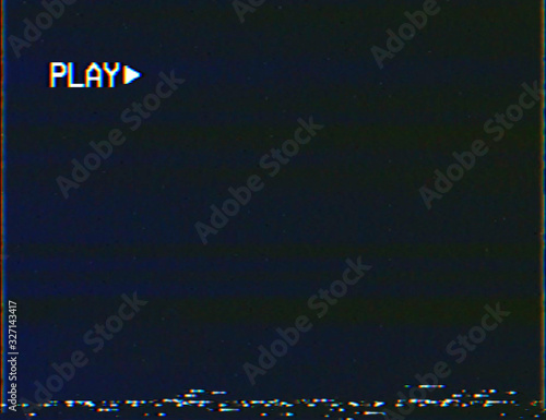 Blank vhs screen with play symbol background photo