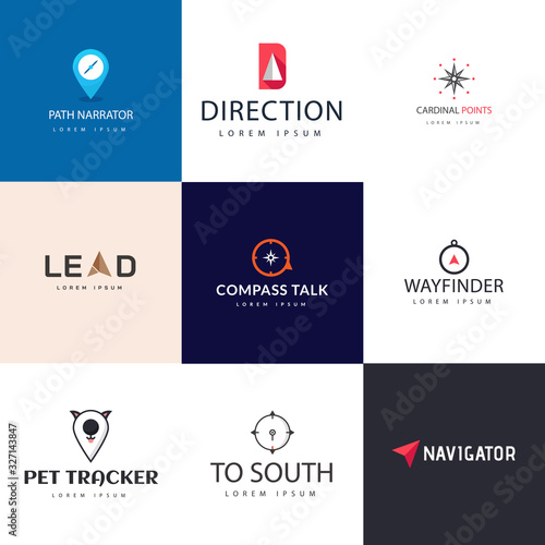 Flat Logo Design Of Compass Vectors  