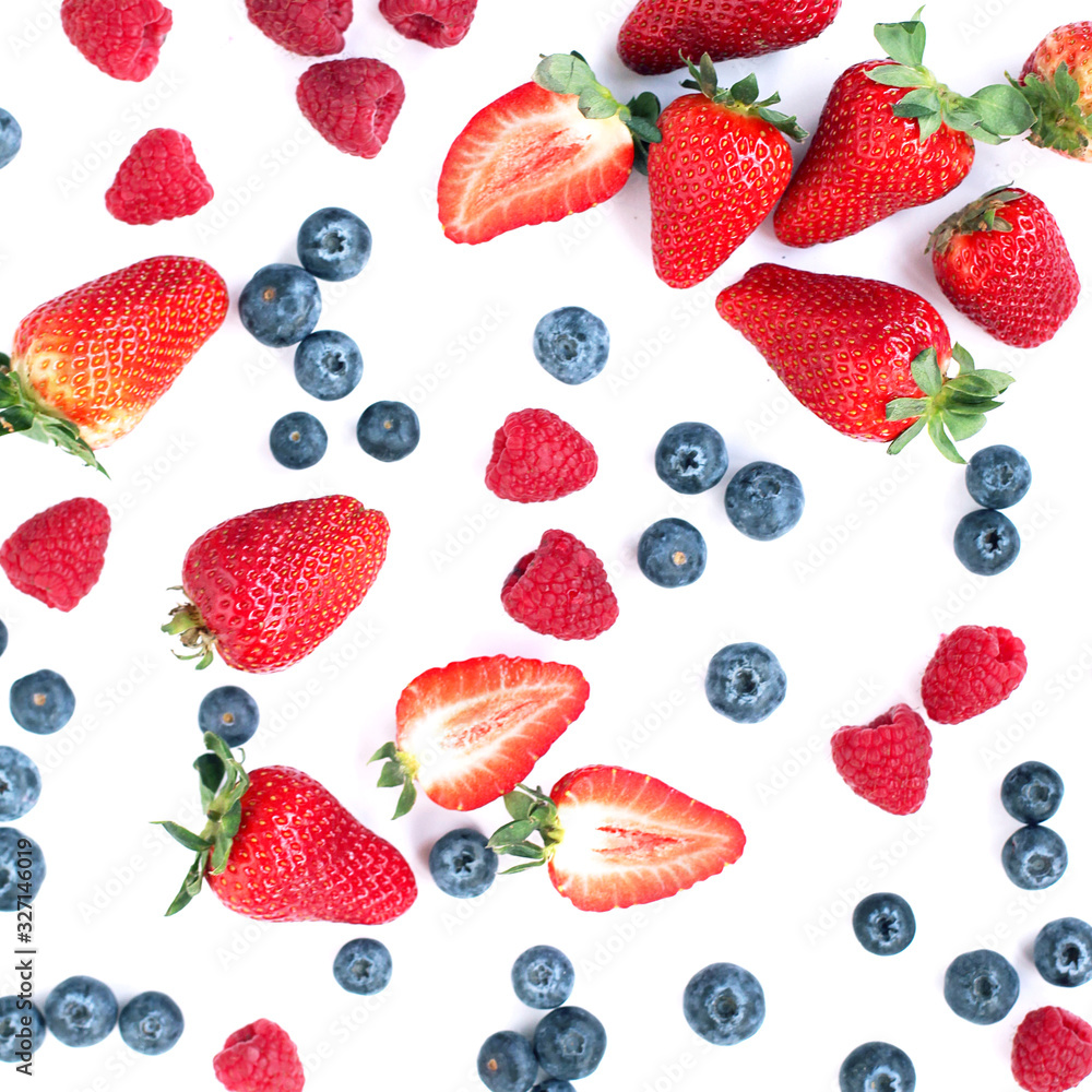 Strawberry, blueberry, berries on white background isolated Strawberry, blueberry, berries on white background isolated