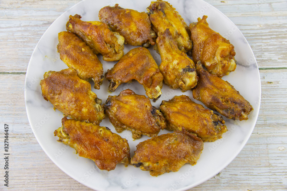Chicken wings in teriyaki sauce baked in the oven