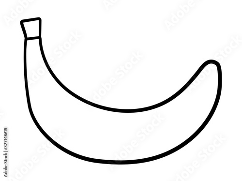 Banana in black lines on white background
