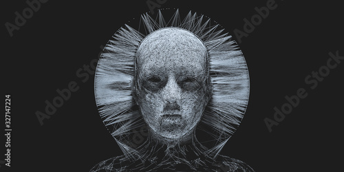 Valokuvatapetti Concept of mistic mask or face. 3d illustration