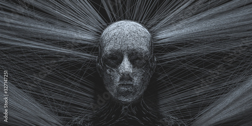 Concept of mistic mask or face. 3d illustration