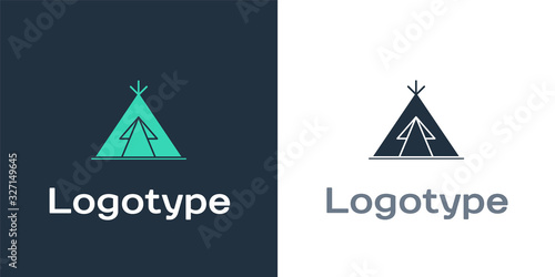 Logotype Traditional indian teepee or wigwam icon isolated on white background. Indian tent. Logo design template element. Vector Illustration