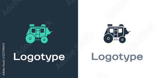 Logotype Western stagecoach icon isolated on white background. Logo design template element. Vector Illustration