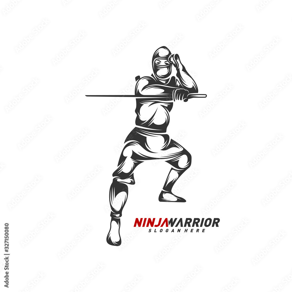 Ninja warrior design vector illustration. Silhouette of japanese fighter. Ninja warrior design vector illustration. Silhouette of japanese fighter.