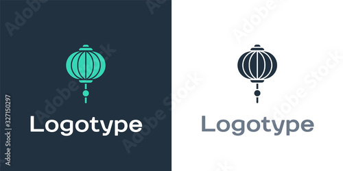 Logotype Chinese paper lantern icon isolated on white background. Logo design template element. Vector Illustration