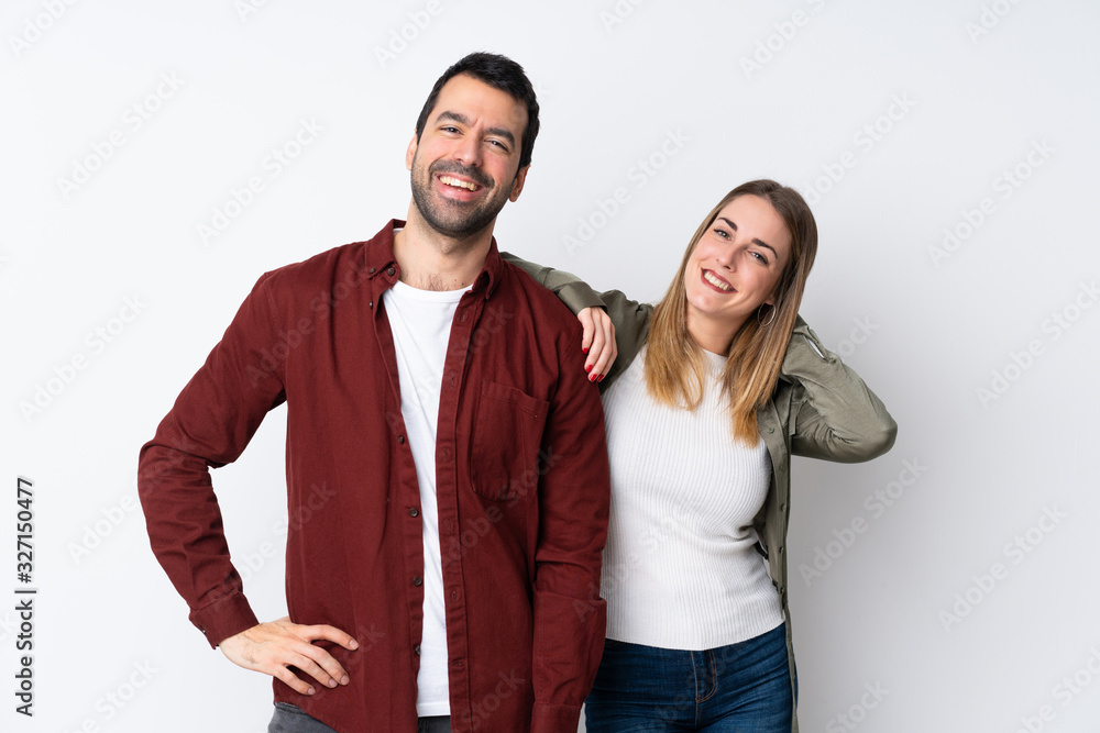 Couple in Valentine Day over isolated background happy and laughing Couple in Valentine Day over isolated background happy and laughing