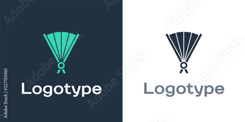 Logotype Traditional paper chinese or japanese folding fan icon isolated on white background. Logo design template element. Vector Illustration