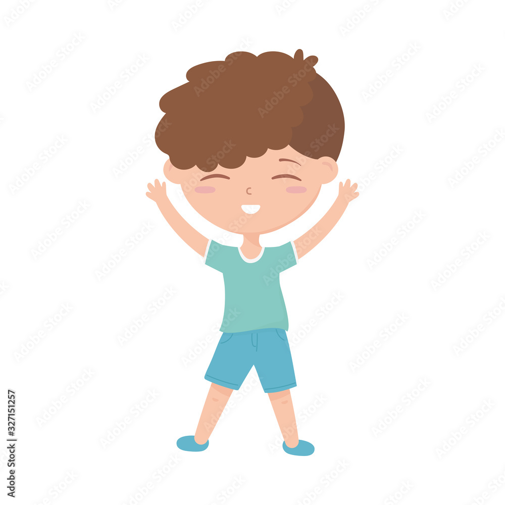 cute little boy cartoon charatcer, kids zone icon white background