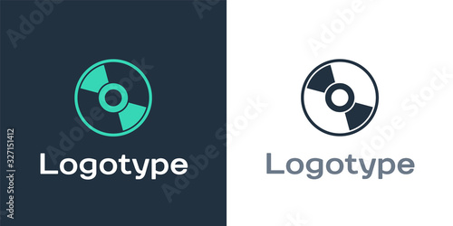 Logotype CD or DVD disk icon isolated on white background. Compact disc sign. Logo design template element. Vector Illustration