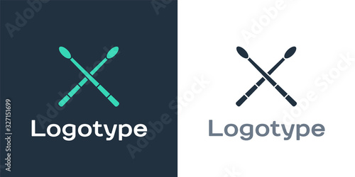 Logotype Drum sticks icon isolated on white background. Musical instrument. Logo design template element. Vector Illustration
