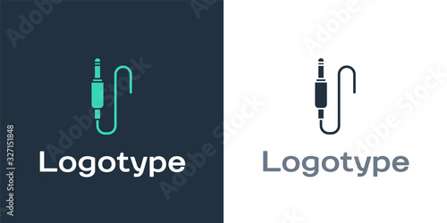 Logotype Audio jack icon isolated on white background. Audio cable for connection sound equipment. Plug wire. Musical instrument. Logo design template element. Vector Illustration