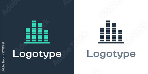 Logotype Music equalizer icon isolated on white background. Sound wave. Audio digital equalizer technology, console panel, pulse musical. Logo design template element. Vector Illustration