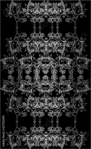 A seamless pattern of floral ornamentof white color. photo