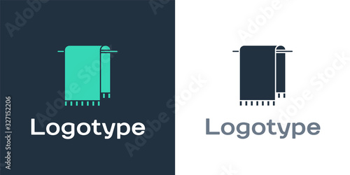 Logotype Towel on a hanger icon isolated on white background. Bathroom towel icon. Logo design template element. Vector Illustration