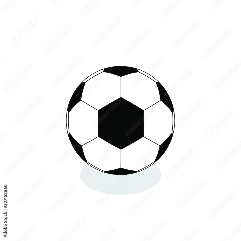 Soccer ball icon with shadow isolated on white background. Football icon. Vector illustration. EPS10