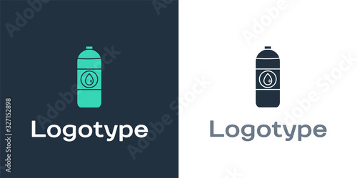 Logotype Plastic canister for motor machine oil icon isolated on white background. Oil gallon. Oil change service and repair. Logo design template element. Vector Illustration