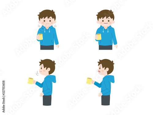 うがいをする男の子のイラスト
