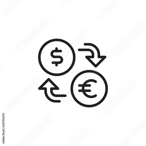 Currency exchange icon. Dollar to euro foreign currency exchange line art vector icon for finance apps and websites
