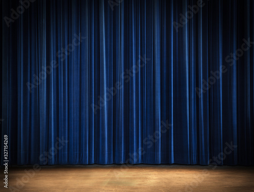 blue Curtain Stage Background