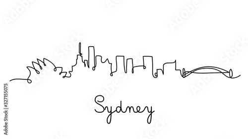 One line style Sydney city skyline. Simple modern minimaistic style vector.