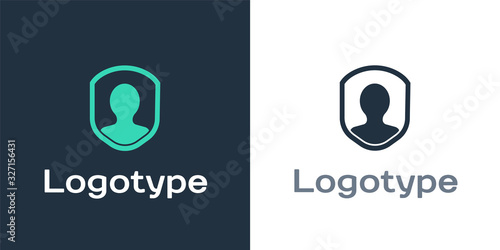 Logotype User protection icon isolated on white background. Secure user login, password protected, personal data protection, authentication. Logo design template element. Vector Illustration