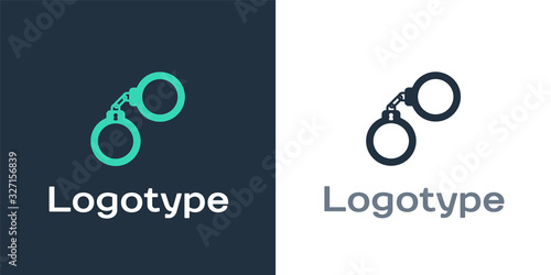 Logotype Handcuffs icon isolated on white background. Logo design template element. Vector Illustration