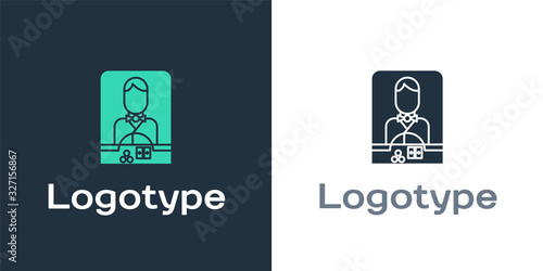 Logotype Casino dealer icon isolated on white background. Casino croupier. Logo design template element. Vector Illustration
