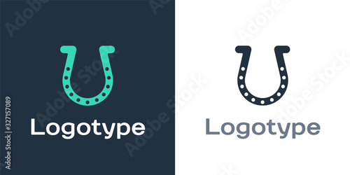 Logotype Horseshoe icon isolated on white background. Logo design template element. Vector Illustration