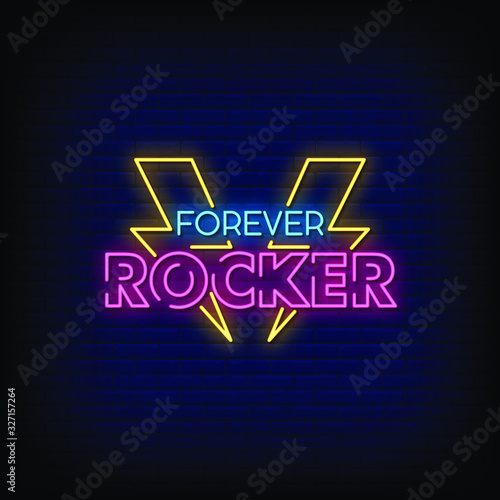 Forever Rocker Neon Signs Style Text Vector