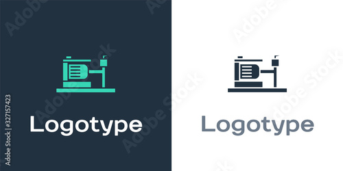 Logotype Electric water pump icon isolated on white background. Logo design template element. Vector Illustration