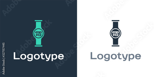 Logotype Water meter with pipeline icon isolated on white background. Logo design template element. Vector Illustration