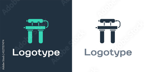 Logotype Water filter icon isolated on white background. System for filtration of water. Reverse osmosis system. Logo design template element. Vector Illustration
